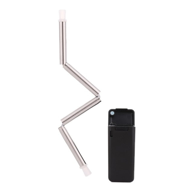 23cm Foldable Collapsible Reusable Straw Stainless Portable Drinking Tool