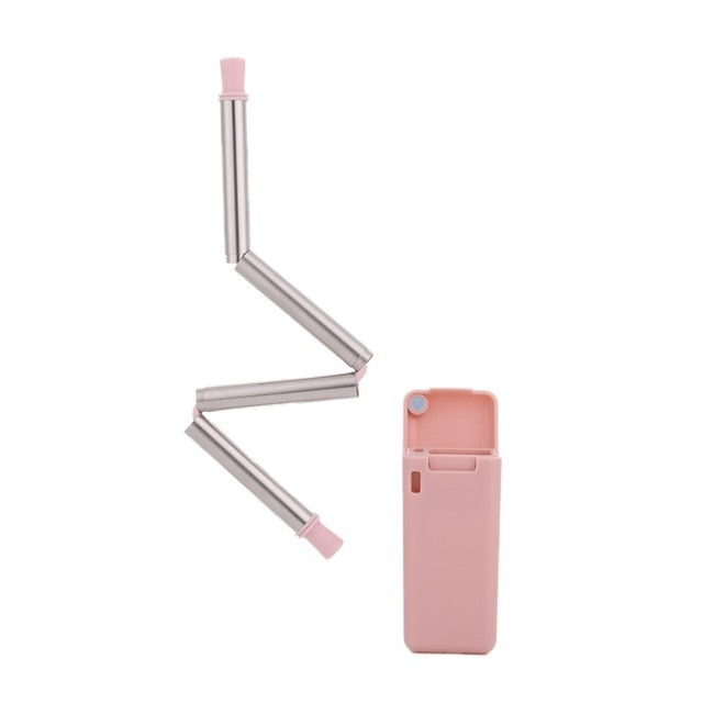 23cm Foldable Collapsible Reusable Straw Stainless Portable Drinking Tool